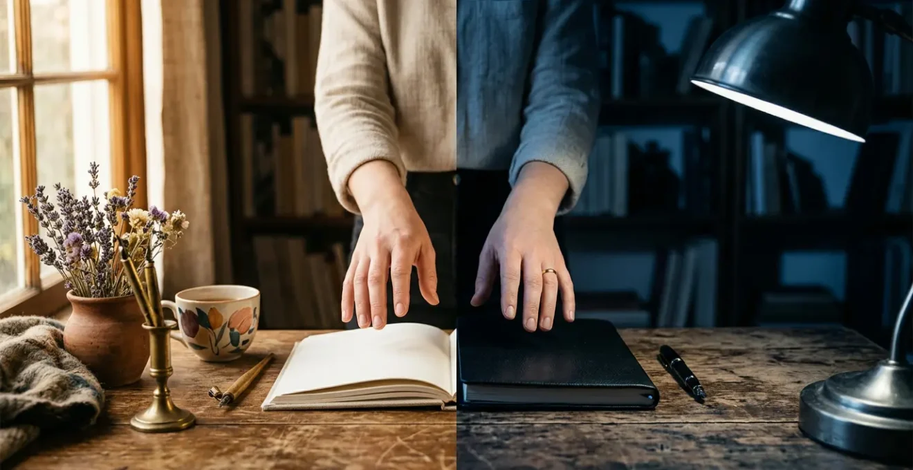 Un écrivain devant deux univers littéraires opposés, l'un lumineux et chaleureux, l'autre sombre et mystérieux