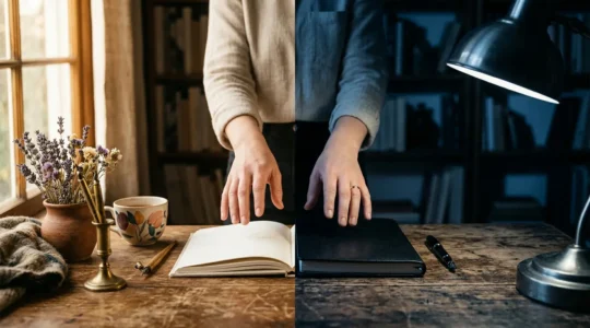 Un écrivain devant deux univers littéraires opposés, l'un lumineux et chaleureux, l'autre sombre et mystérieux