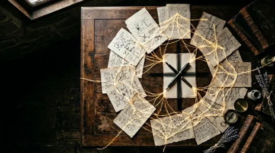 Écrivain créant une intrigue narrative complexe avec des éléments symboliques du schéma actanciel