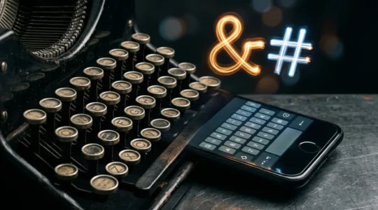 Composition abstraite montrant la transformation des symboles typographiques dans l'écriture moderne