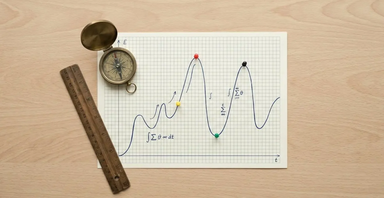 Graphique métaphorique d'une courbe de tension narrative avec zones plates identifiées